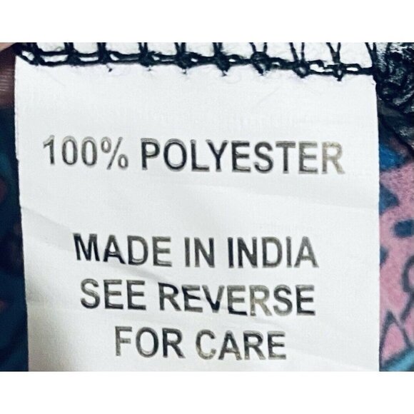 ASA Kaftans Womens Medium Multi Print Sheer Tassel Tie Blouse Boho Festival - Picture 5 of 7